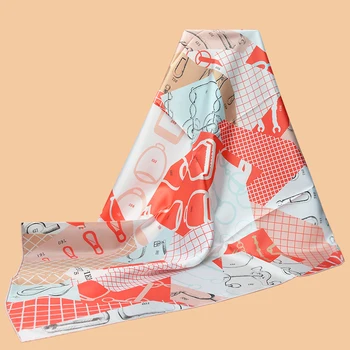 Магазин HuaJun 2 ||Прост квадратен копринен шал 